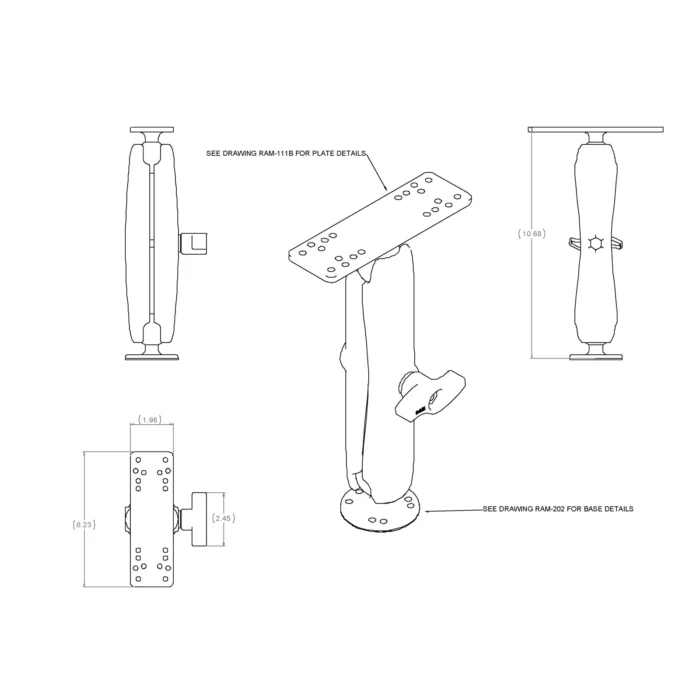 RAM® Universal Marine Electronic Mount - C Size Long - Image 3
