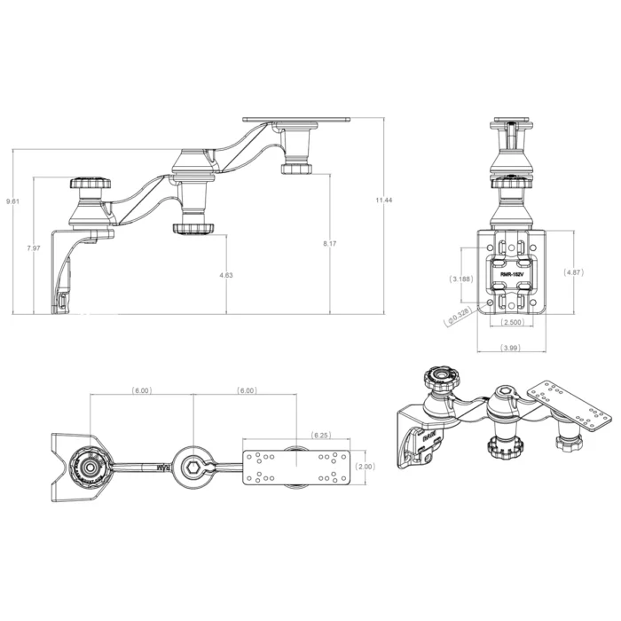 RAM® Horizontal 12" Swing Arm Mount for Fishfinders & Plotters - Image 3
