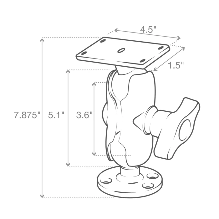 RAM® Drill-Down Ball Mount for Humminbird Helix 8-10 & XPLORE Series - Image 3